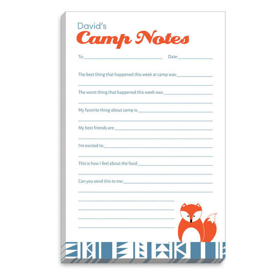 Blue Border Fox Fill In Camp Notepads